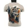 Animal Wolf Pattern Men's T-shirt Fashionable Round Neck Short Sleeved Top