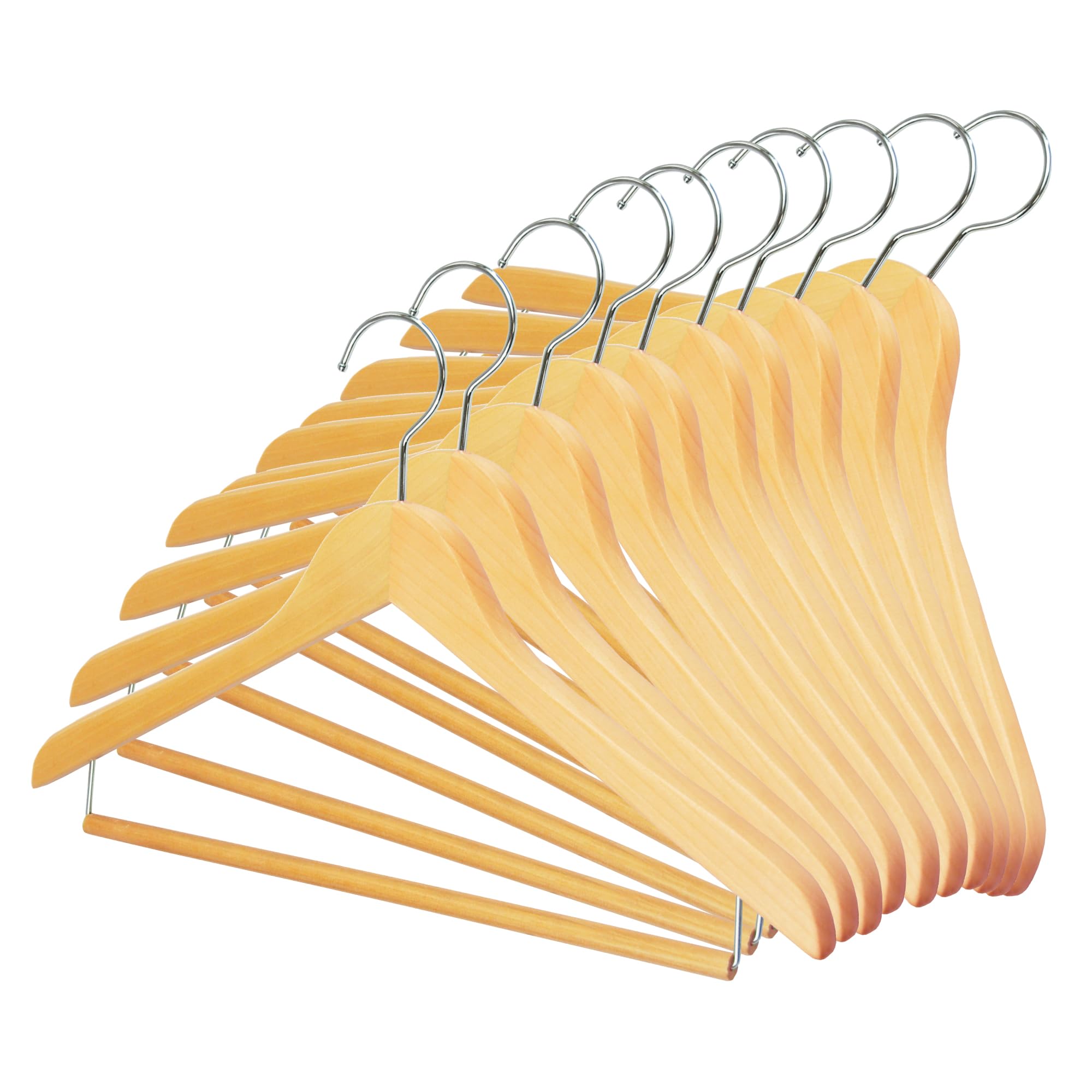 

18mm with a Premium Textured Your Slim Domestically NEEDS-itWooden Hangers, Thick, Finish, 10-Pack (Choose Quantity), Design, Space-Saving,