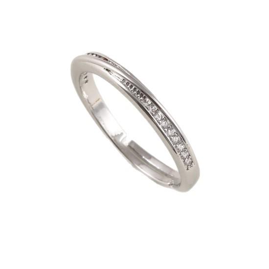 18k Gold-Plated Adjustable Ring with Diamond Micro-Pave Design