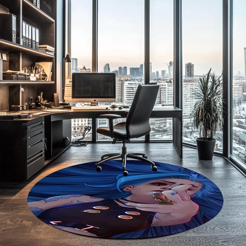 Jinx Printed Round Rug Carpet Chair Rug Area Rug Entryway Doormats,for Office Chair Living Room Bedroom Kitchen Room.