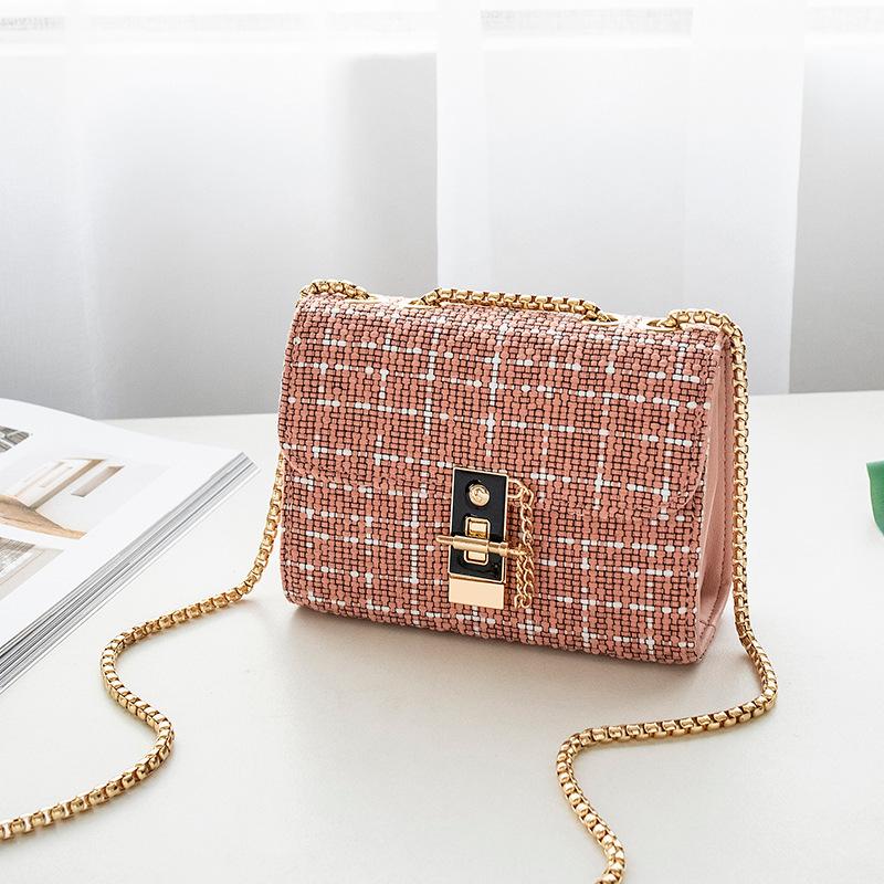 Guangzhou women's bags winter fur chic lock chain square bag single shoulder oblique span candy color bag tide