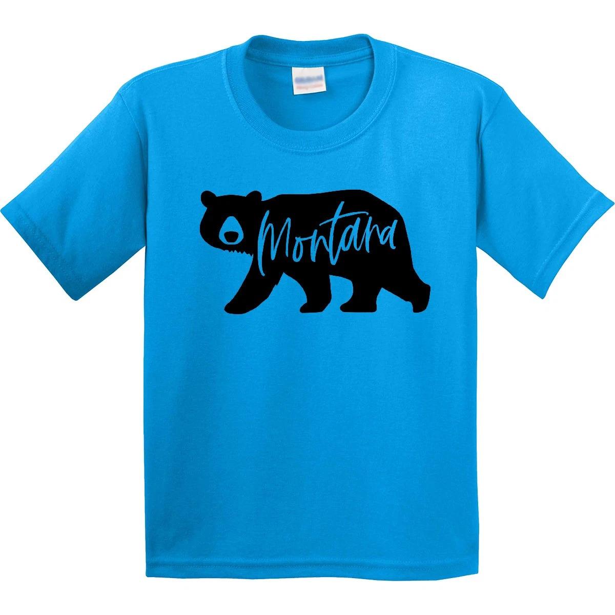Inktastic Montana Black Bear Silhouette Youth kids boys T-Shirt State Home Animal Symbol 160