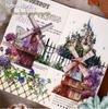 Retro Windmill Sticker Set - Pastoral Journal Decor, 6 Styles