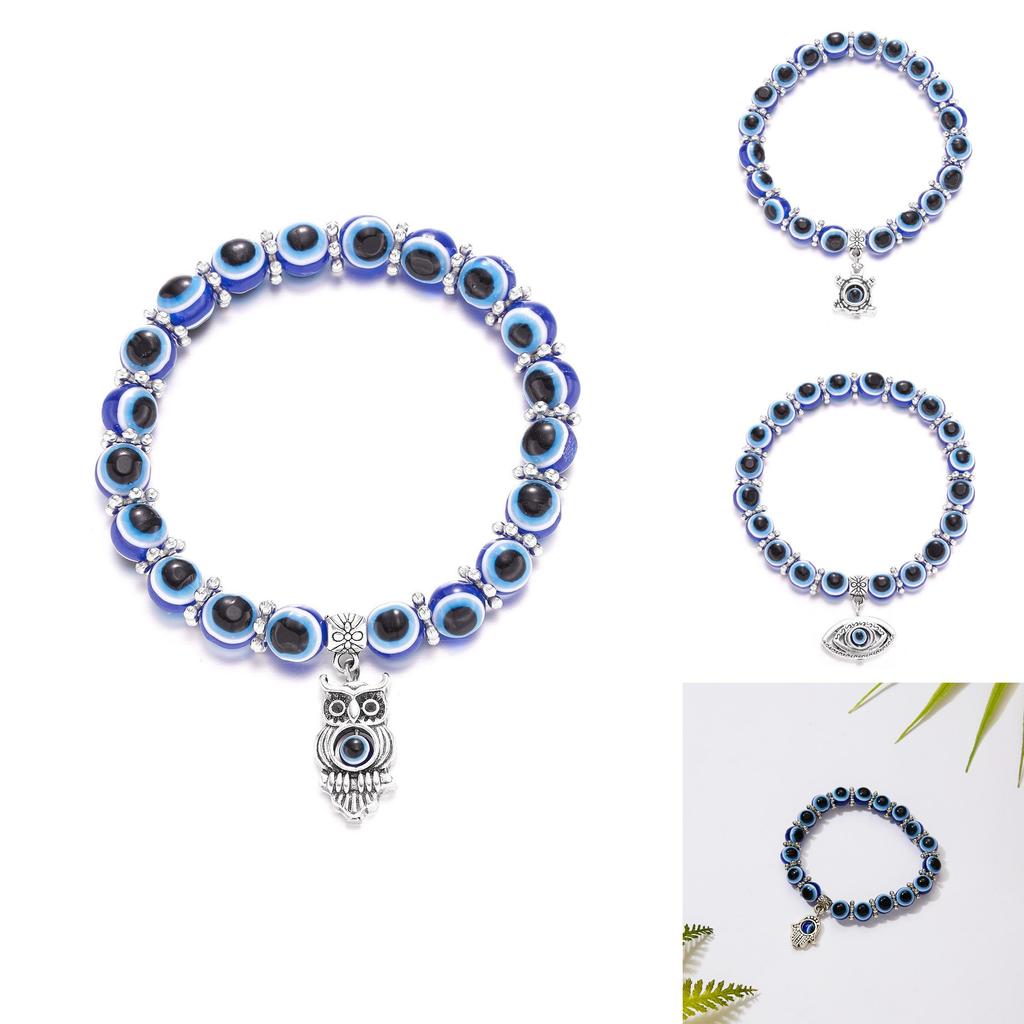 Blue Eyes Hand Bracelet With Geometric Design And Alloy Resin Material For Women