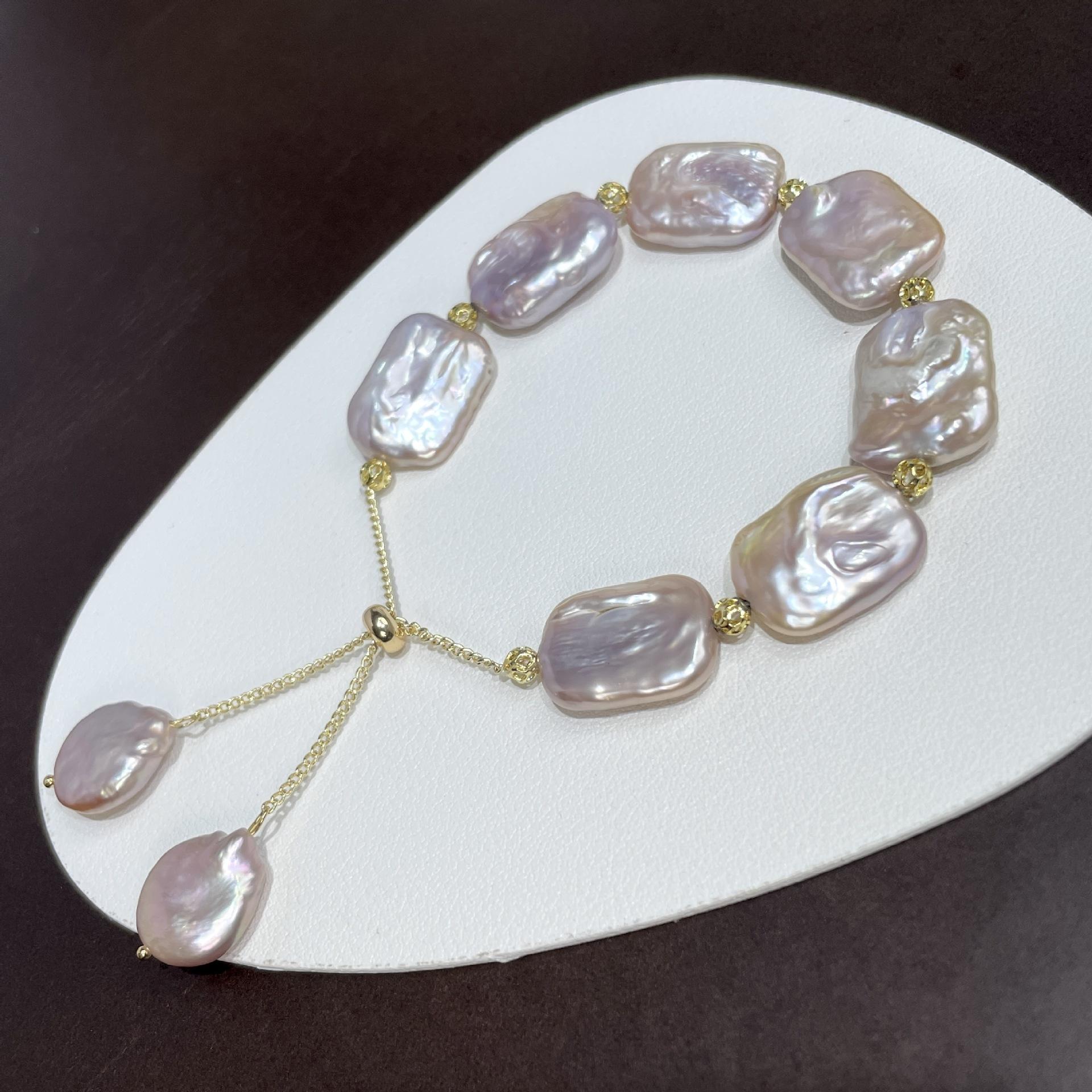

Natural Baroque Pearl Bracelet Colorful Purple Freshwater Bracelet New Style Bracelet