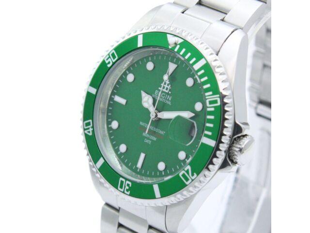 ELGIN Watch FK1405S-GR Men's Silver Stainless Steel Band Case Date Indicator NEW