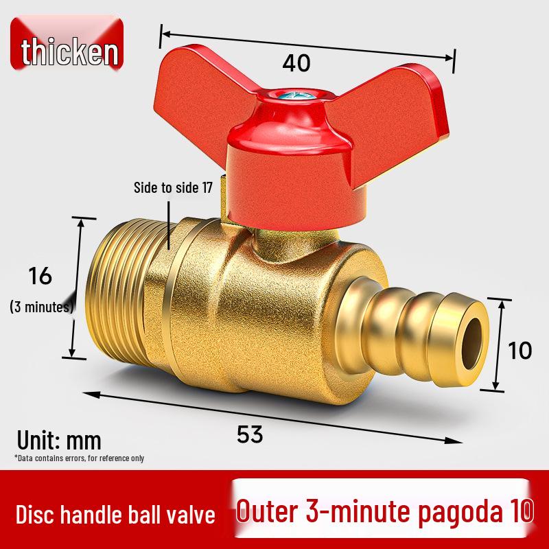 Heavy-Duty 1/2" Brass Ball Valve for Air and Water Pipes, Internal/External Thread