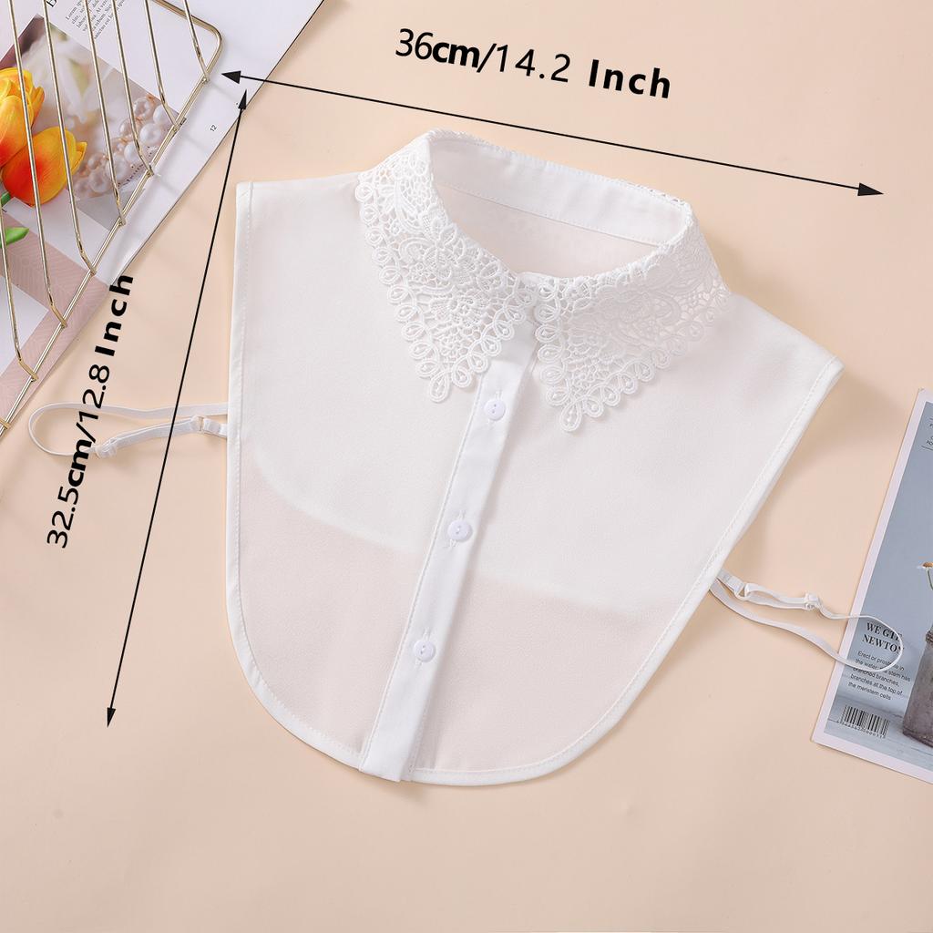 Elegant Monochrome Hollow Fake Collar Women's Stylish Half Shirt Chiffon Dickey Collar Casual Inside False Collar