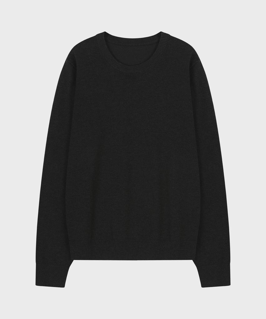 NOIRER Silky Round Neck Knit (Dark Gray)