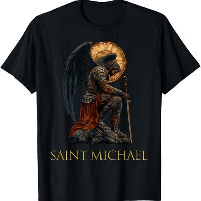 Saint Michael the Archangel Unisex Adults Black Short Sleeve Classic T-Shirt