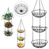 Hanger Produce Basket Metal Fruit Basket Wire Basket Fruit Bowl With 3 Tiers & Hooks Kitchen Fruit Stand Space Saving Vegetable
