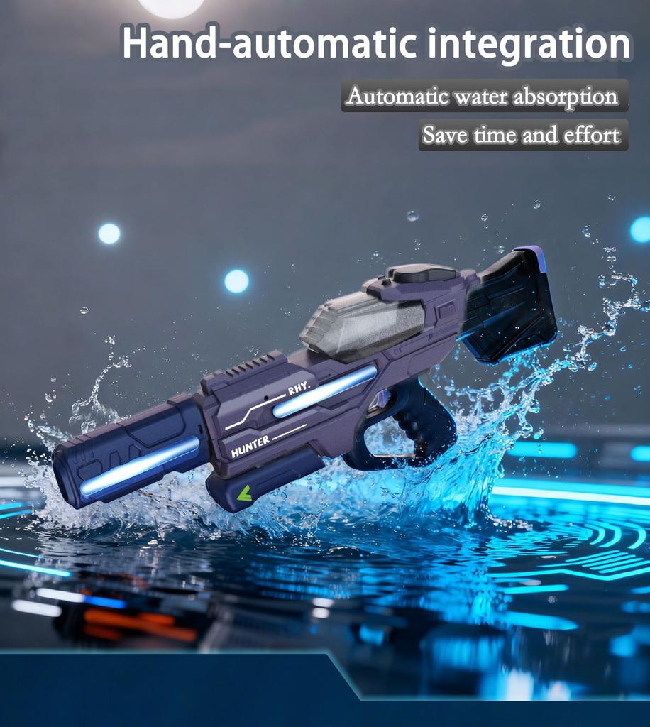 23.6in Electric Water Gun Toy High-Pressure Powerful Hand-Automatic Water Pistol Spray Blaster Beach Swimming Toys for Adult