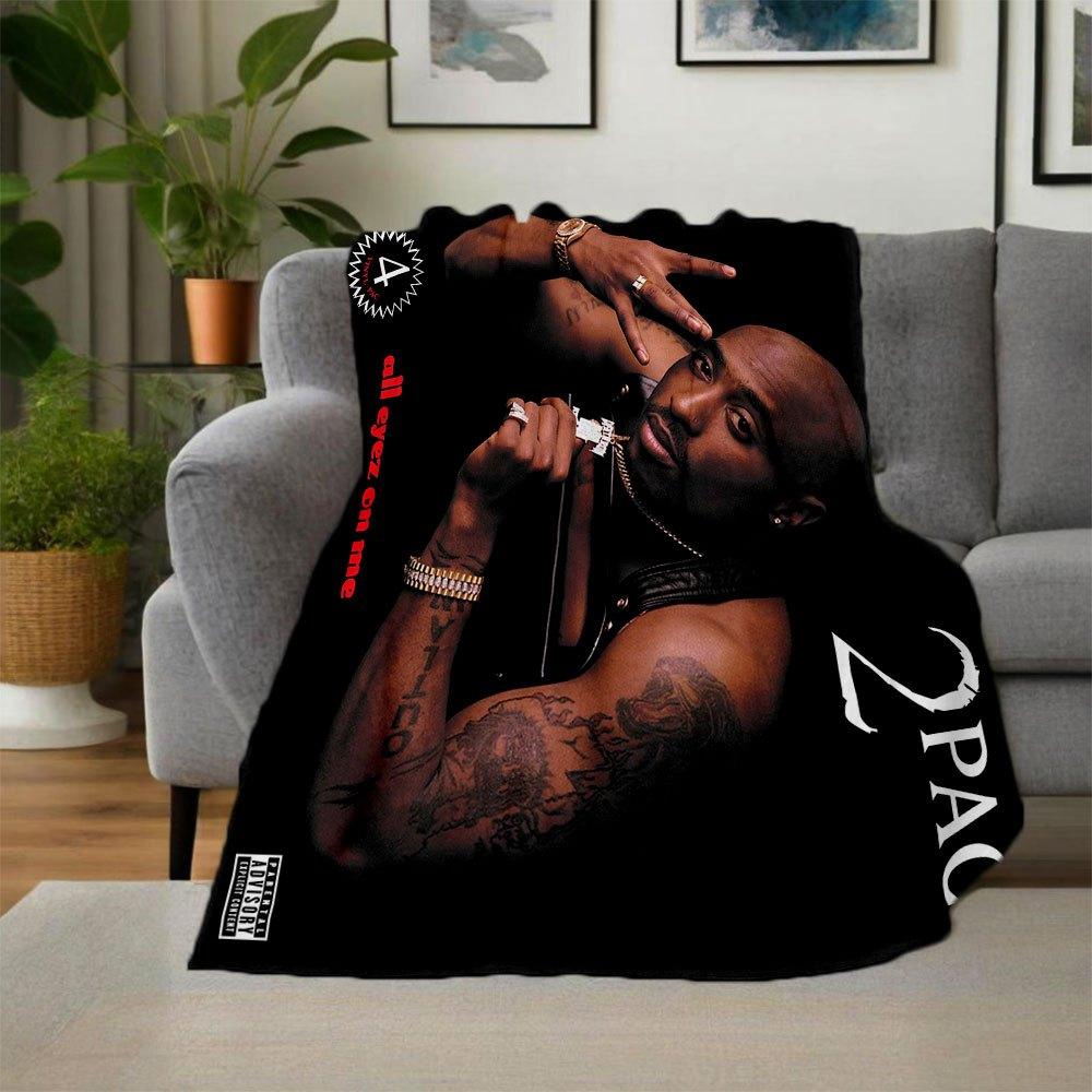 "2PAC 'All Eyez On Me' Album Cover Art Print"Blanket Flannel Throw Blanket for Sofa, Bed, Travel, Camping, Office, Couch, Chair, And Bed Gif