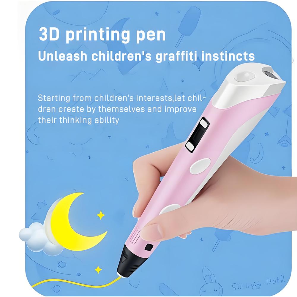 Kinder 3D-Stift 3D-Zeichen Druckstift LCD-Bildschirm Netzteil 40 Farben 200M PLA-Filament Kinder Jungen Mädchen Geburtstag DIY-Geschenk