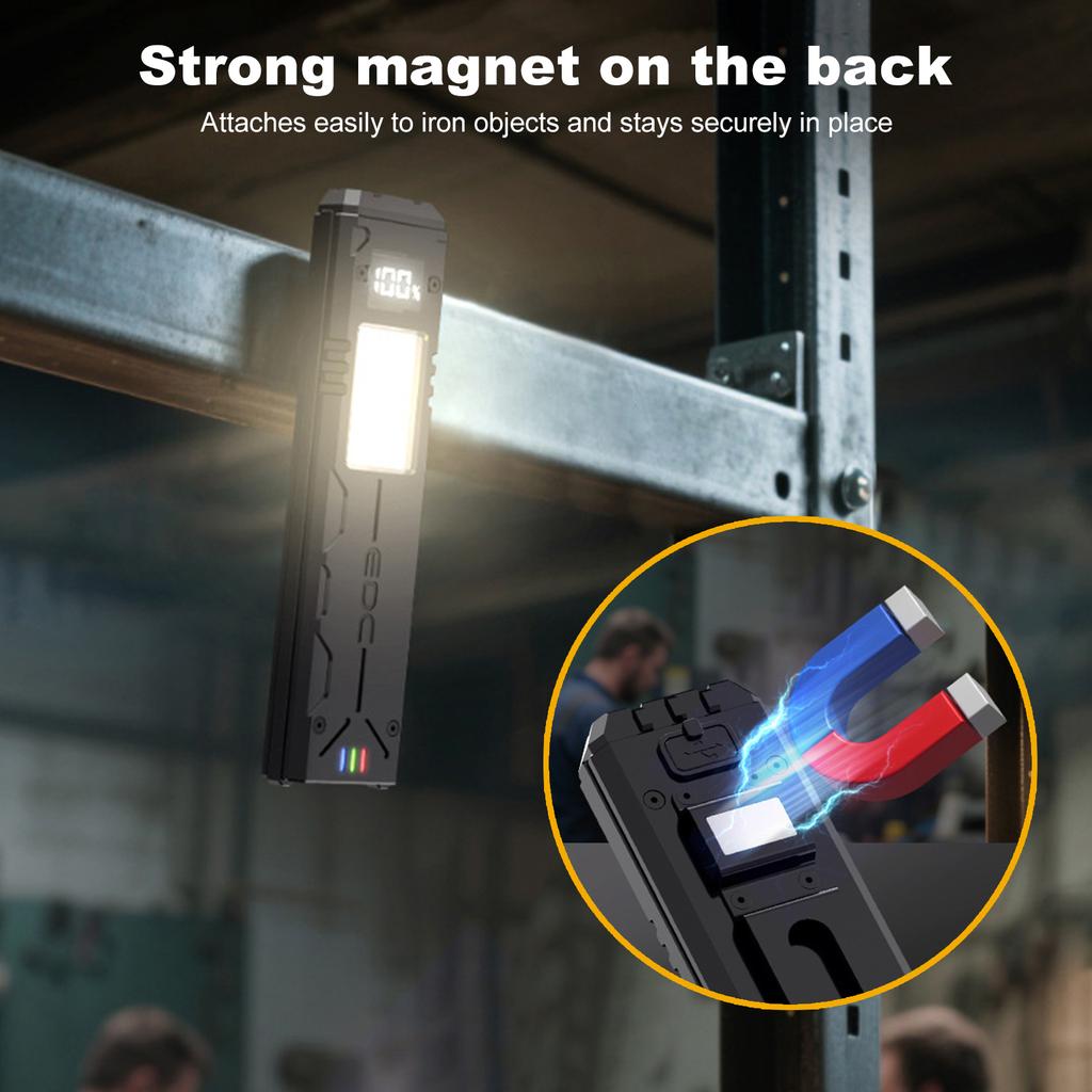Type-C Aluminum Alloy Dual-Switches LED Flashlight with COB Floodlight Back Clip Work Flashlight for Men Dad Him Husband Gifts