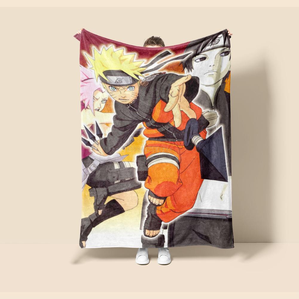 Flannel Blanket Naruto Cartoon Super Soft Blankt for Travel Couch Sofa Picnic Bed Flannel Blanket Birthday Gift