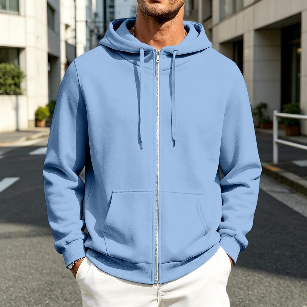 Men's Casual Zip-Up Hoodie Sweatshirt Jacket with Pockets