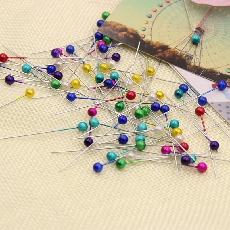 480Pcs/box Sewing Pins Straight Head Pins Colorful White Round Pearl Dressmaking Quilting for Crafts.