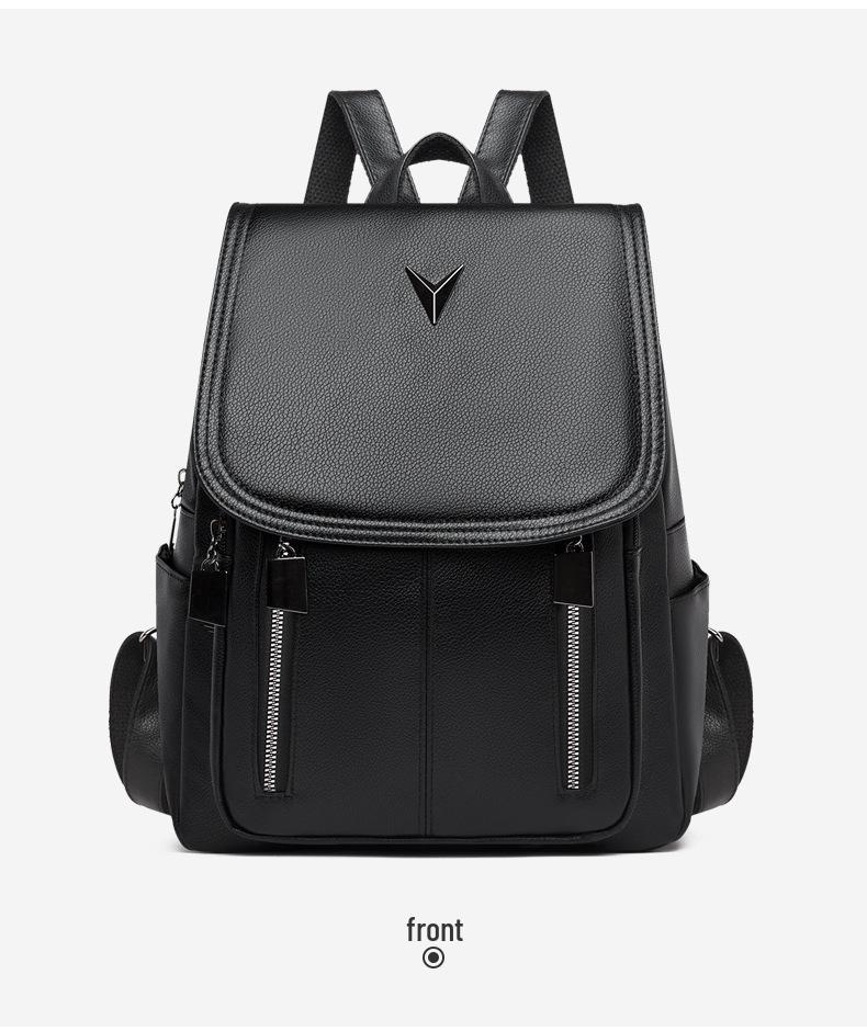 PU Leather Large Capacity Texture Backpack for Women – Casual & Stylish Ladies' Backpack