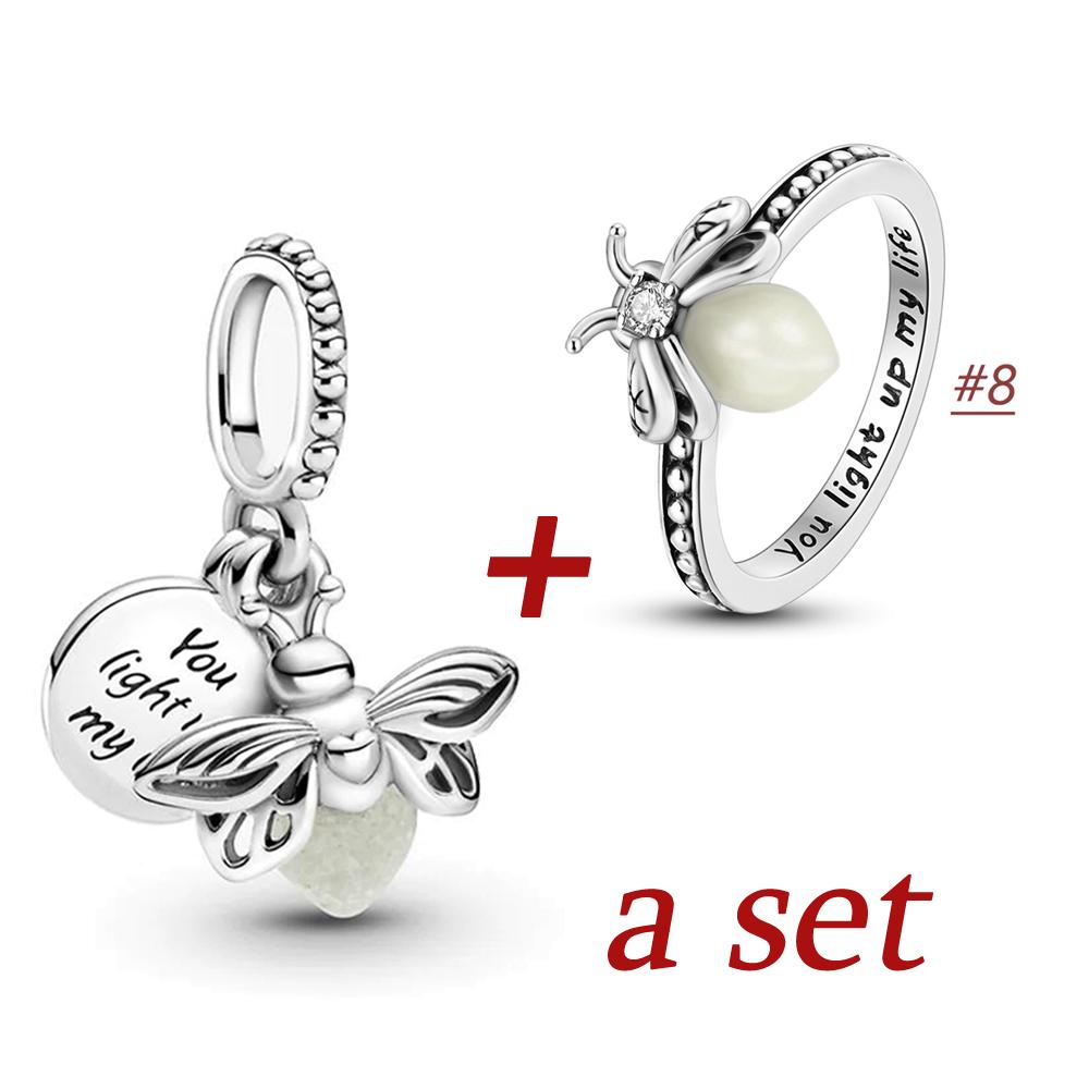 Summer Glow-in-the-dark Firefly Charm Pan Bracelet DIY Silver Gold Plated Women Jewelry Gift for Her