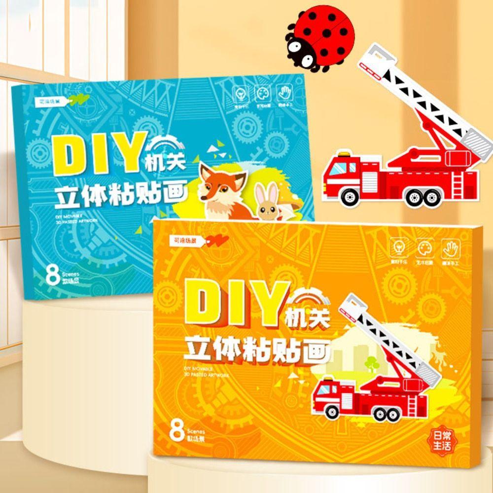 Paper DIY Paste Material Kit Educational Toys Animals Sticker Book  Birthday Gift