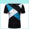 Klassisches Herren-Revers-T-Shirt mit kurzen Ärmeln, Patchwork-Design und Premium-Baumwollmischung