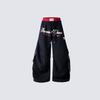 Black Red Faux Two Piece High Waist Wide Leg Pants American Vintage Letter Print Cargo Trousers Teens