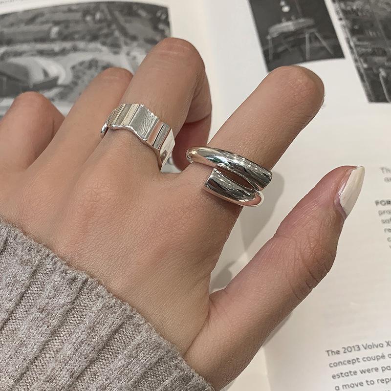 Korean Retro Geometric Wide-Edge Open Ring for Women