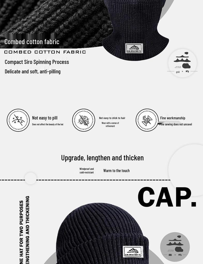 Balaclavă tricotată rezistentă la vânt pentru bărbați: Mască de față caldă pentru ciclism și căciulă de iarnă