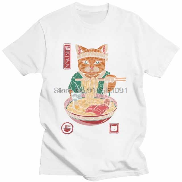 

Mens Japanese Cat TShirt Streetwear Japan Neko Ramen Cat Tshirt Short Sleeve Cool T Shirt Homme Cotton Tee Gift Idea Clothes S