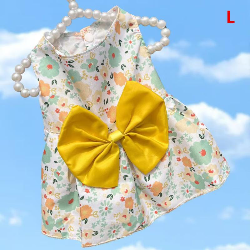 Cat Costume Floral Printed Cat Dog Dress Cute Puppy Princess Skirt Butterfly Skirt Bowknot Pet Skirt Poodle