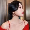 1Pair Dangle Earrings S925 Silver Needle Alloy Square Hollow Eardrop Pendant Baroque Irregular Wedding Jewelry Hong Style