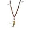 Unisex Handmade Nepal Buddhist Mala Wood Beads Pendant Necklace Boho Hippie Style Ethnic Long Pendant Men Women's Lucky Jewelry
