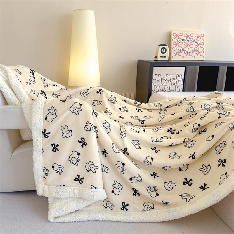 Thicken Warm Cartoon Blanket Comfortable and Skin-friendly Throw Blankets Velvet Bed Cover Cute Bedspreads for Bed Sofa Couch