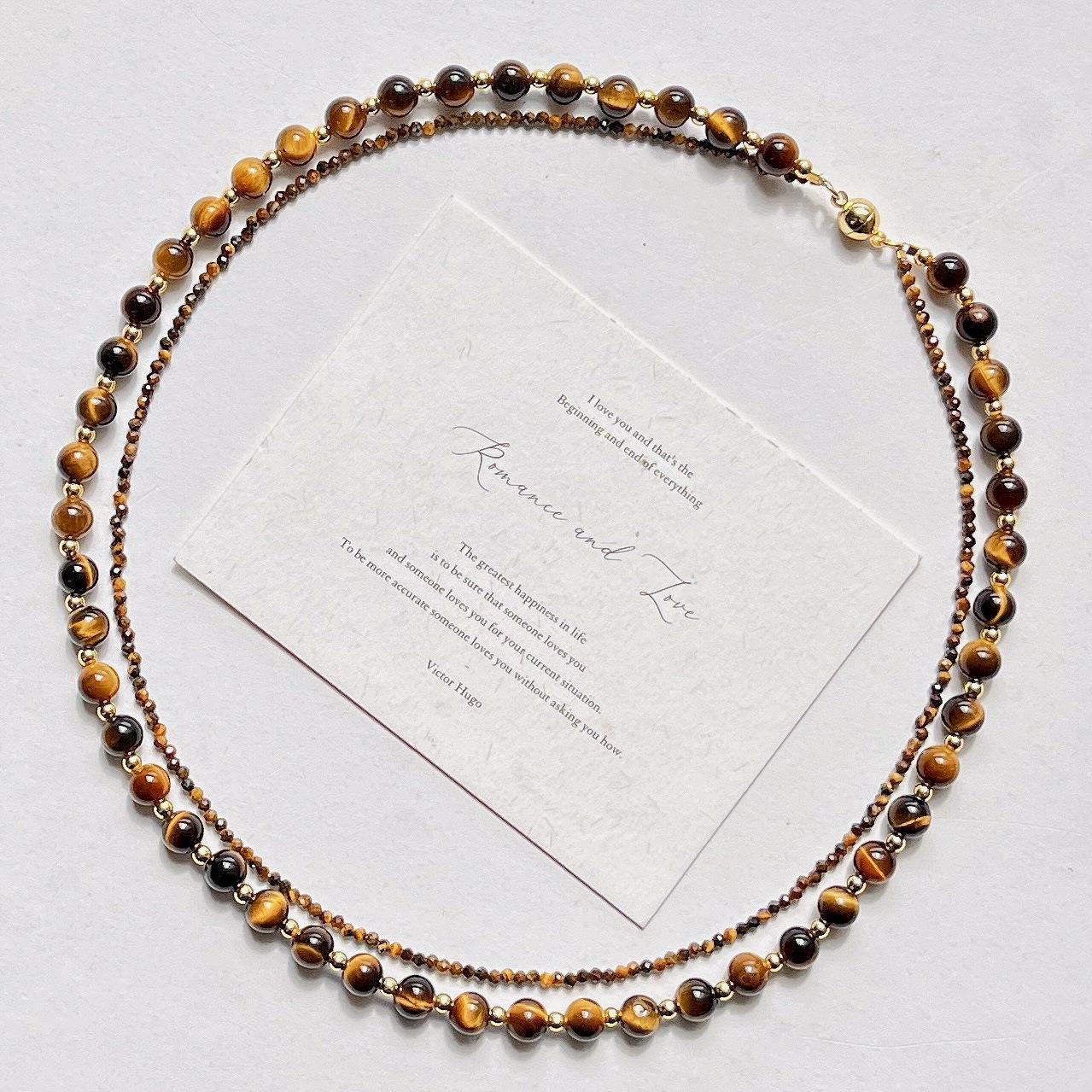 

Maillard Натуральный Высококачественный Камень Тигровый Глаз Ожерелье из Бусин Женская Осенне-Зимняя Цепочка на Ключицу Легкая Роскошь Цепочка для Свитера Верность