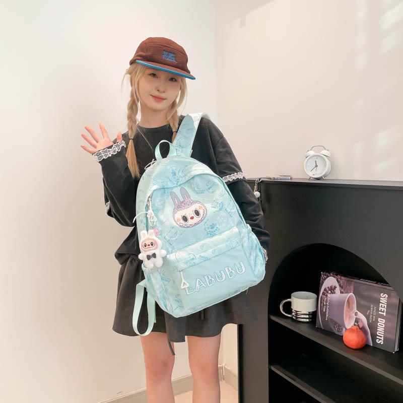 Schultasche Cartoon Labubu Neuer Trendiger Rucksack Große Kapazität Exquisiter Druck Schüler Ultraleichte Schultasche