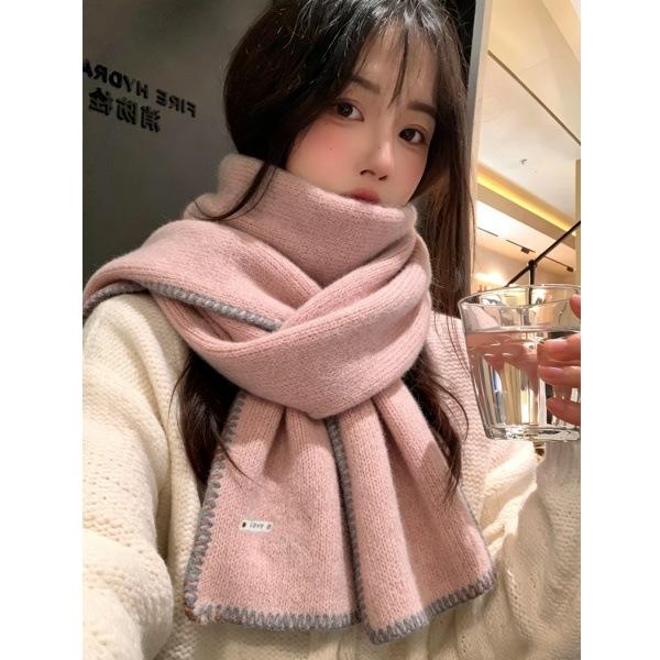Knitted Hemming Scarf Women's Winter New Korean Atmosphere Scarf Fashionable Versatile Warm Scarf Neck Protection