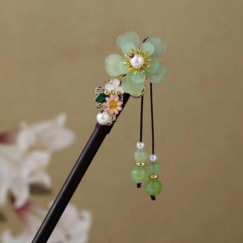 Grampo de Cabelo com Borla de Sândalo de Alta Qualidade para Penteados Updo de Hanfu Cheongsam