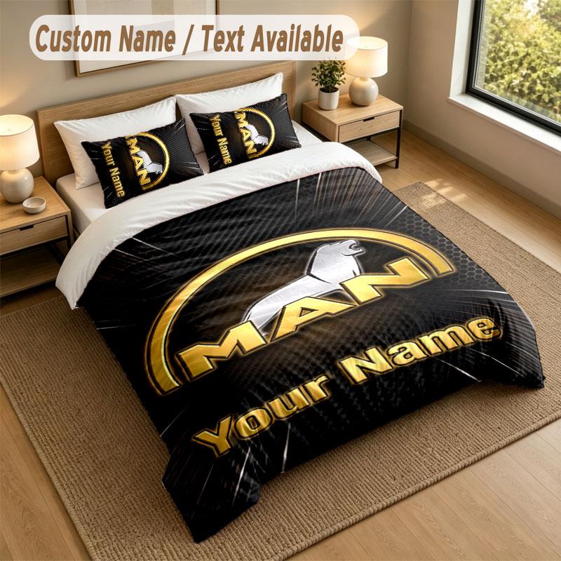 Bedding Set 1 Duvet Cover 2 Pillowcases MAN Truck Print Soft Bed Linen Bedroom Decor