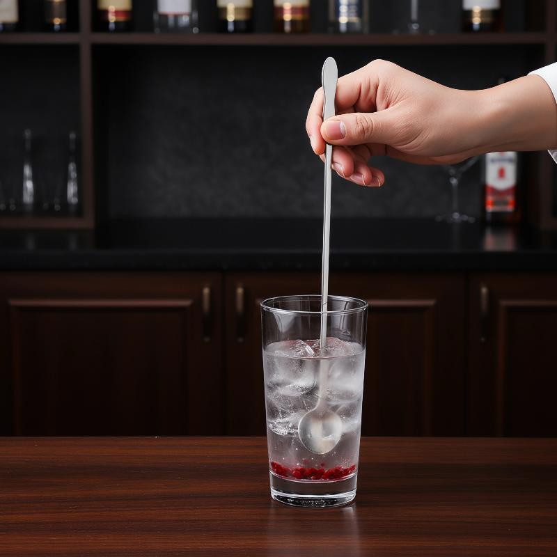 Elegant Stainless Steel Long Handle Stir Spoon With Eye Catching Design For Cocktail Making