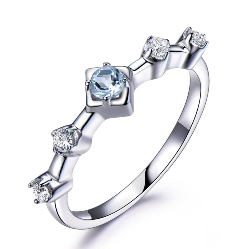 

Gica Gema Роскошные ювелирные изделия из серебра 925 пробы с синим цирконом, кольца с драгоценными камнями для женщин, подарок на годовщину свадьбы, банкет и вечеринку 5 небесно-голубой