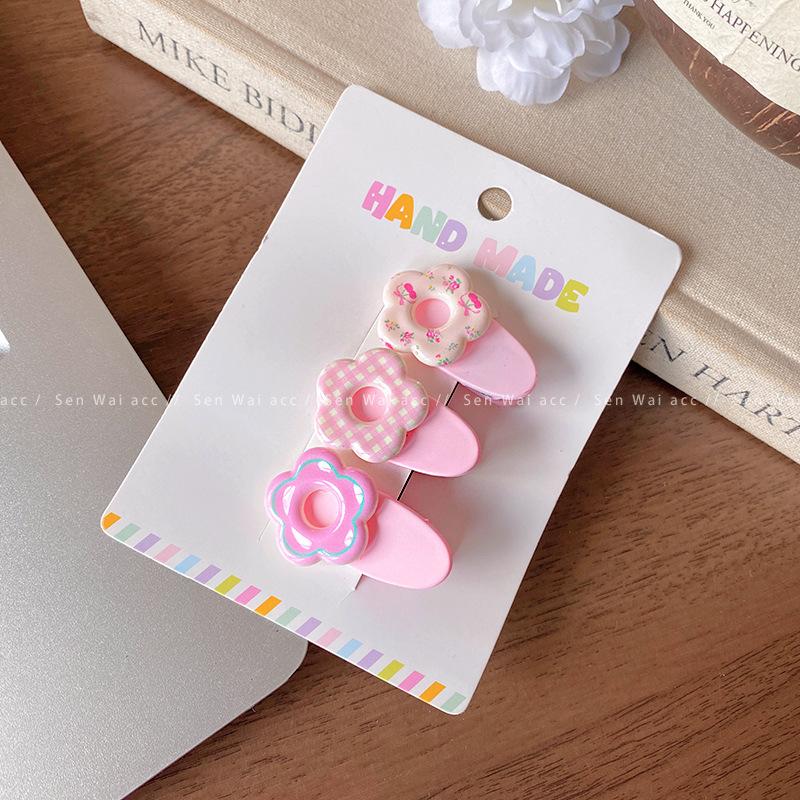 French sweet acetic acid love rhinestone hairpin cute girl side clip bangs clip forehead broken hairpin duck bill clip