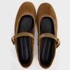 TRAF Woman Retro Ballet Style Flat Shoes Fashion Round Toe Shallow Mouth Single Shoes 2024 Autumn Lady Casual Buckle Strap Shoes