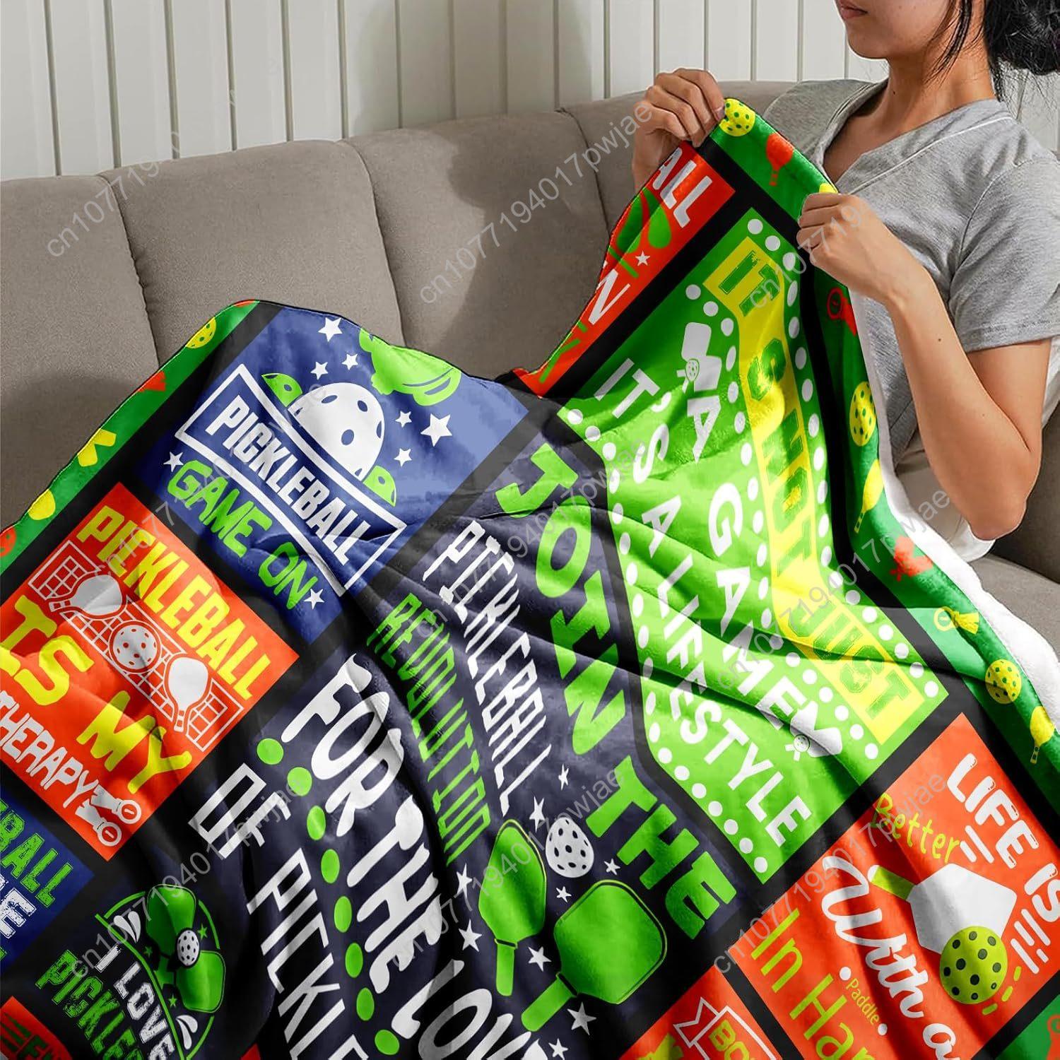 Join The Pickleball Revolution Flannel Throw Blanket Funny Slogan Collage Pickleball Gifts for Women Men Custom blankets 75cmx90cm