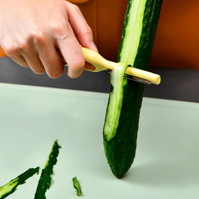 1pc Multifunctional Stainless Steel Fruit Knife Peeling Knife 2-in-1 Double End Portable Kitchen Tools