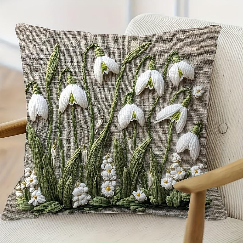 Snowdrop Floral Throw Cushion Covers Chair Living Room Pillowcase Cozy Zipper Sofa Pillow Covers Bedroom Indoor Home Decor