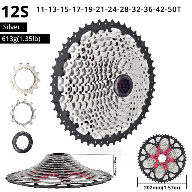 SWTXO Fahrradkassette 12 11 10 9-Gang-MTB-Ratsche HG 8 V 9 V 11 V 12 V 10 V Mountainbike-Kettenrad 32/36/40/42/46/50T