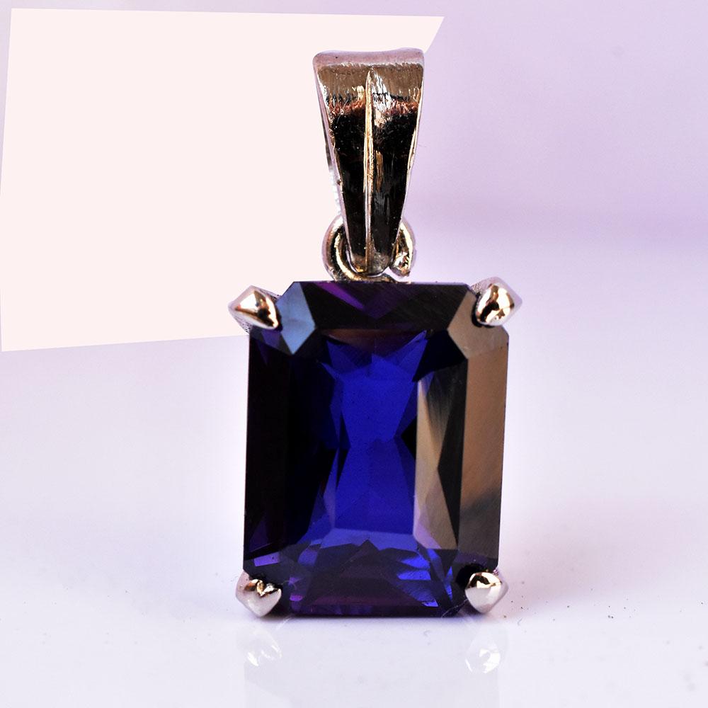Blue Tanzanite Natural 925 Sterling Silver 18 ct Emerald Gem'S Pendant Gemstone Jewelry Gift