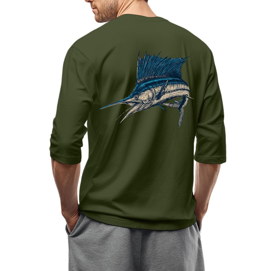 Men'S Round Neck Three-Quarters Sleeve Top Casual Fashion T-Shirt