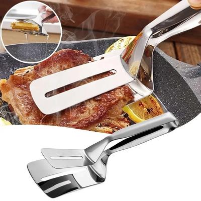 Multifunktionale Lebensmittelzange Edelstahl BBQ Brotclip Langlebige Bratspatelklemme Frittierspatel Haushaltsküchenutensilien
